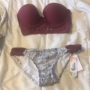 Maroon/grey bikini set.NWT